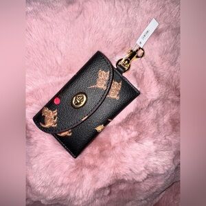 Coach Cat Dance Print Turnlock Card Case